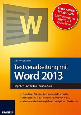 E-Book (pdf) Textverarbeitung mit Word 2013 von Saskia Gießen, Hiroshi Nakanishi