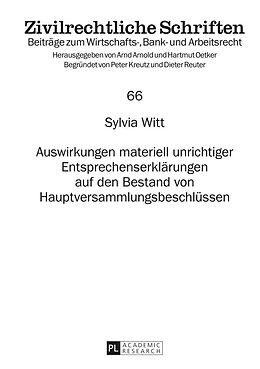 E-Book (epub) Auswirkungen materiell unrichtiger Entsprechenserklärungen auf den Bestand von Hauptversammlungsbeschlüssen von Sylvia Witt