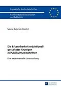 ePUB Die Erkennbarkeit redaktionell gestalteter Anzeigen in Publikumszeitschriften von Sabine Kieslich