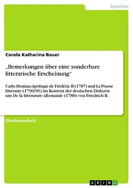 E-Book (pdf) "Bemerkungen über eine sonderbare litterarische Erscheinung" von Carola Katharina Bauer