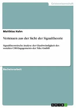 E-Book (epub) Vertrauen aus der Sicht der Signaltheorie von Matthias Hahn