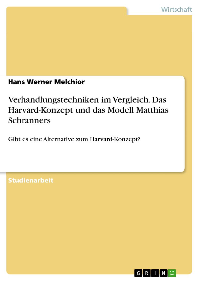 Verhandlungstechniken im Vergleich. Das Harvard-Konzept und das Modell Matthias Schranners