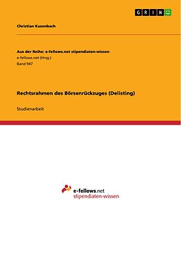 E-Book (pdf) Rechtsrahmen des Börsenrückzuges (Delisting) von Christian Kusenbach