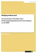 E-Book (epub) Systematischer Überblick über Förderungsmöglichkeiten für Unternehmen in der BRD von Wolfgang Andreas Graf