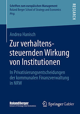 E-Book (pdf) Zur verhaltenssteuernden Wirkung von Institutionen von Andrea Hanisch