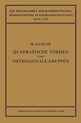 E-Book (pdf) Quadratische Formen und Orthogonale Gruppen von Martin Eichler