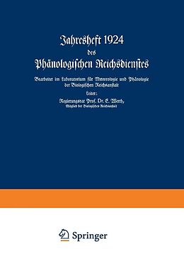 E-Book (pdf) Jahresheft 1924 des Phänologischen Reichsdienstes von E. Werth