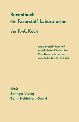 E-Book (pdf) Rezeptbuch für Faserstoff-Laboratorien von P.-A. Koch
