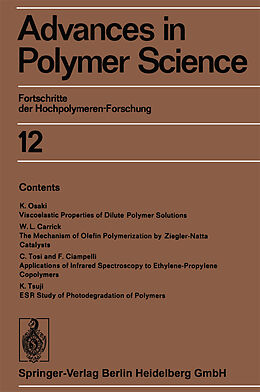 Couverture cartonnée Advances in Polymer Science de H. -J. Cantow, W. Prins, G. V. Schulz