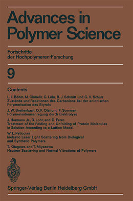 Kartonierter Einband Advances in Polymer Science von H. -J. Cantow, G. V. Schulz, William P. Slichter