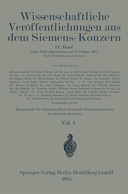 Kartonierter Einband Wissenschaftliche Veröffentlichungen aus dem Siemens-Konzern von Heinrich von Boul, Robert Fellinger, Adolf Franke