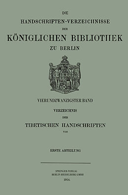 Kartonierter Einband Verzeichnis der Tibetischen Handschriften der Königlichen Bibliothek zu Berlin von Hermann Beckh