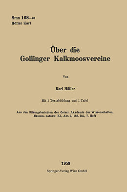 Kartonierter Einband Über die Gollinger Kalkmoosvereine von Karl Höfler
