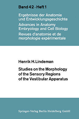 Couverture cartonnée Studies on the Morphology of the Sensory Regions of the Vestibular Apparatus de Henrik Henriksön Lindeman