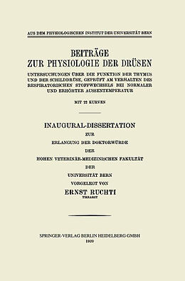 Kartonierter Einband Beiträge zur Physiologie der Drüsen von Ernst Ruchti