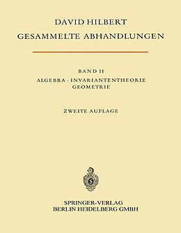 Kartonierter Einband Gesammelte Abhandlungen II von David Hilbert