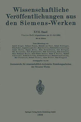 E-Book (pdf) Wissenschaftliche Veröffentlichungen aus den Siemens-Werken von Otto von Auwers, Hellmut Bumm, Heinrich von Buol
