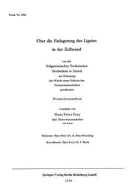 E-Book (pdf) Über die Einlagerung des Lignins in der Zellwand von Hans Peter Frey