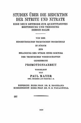 E-Book (pdf) Studien über die Reduktion der Nitrite und Nitrate von Paul Mayer