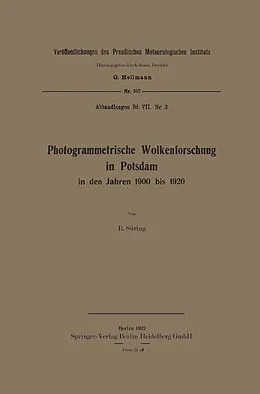 E-Book (pdf) Photogrammetrische Wolkenforschung in Potsdam in den Jahren 1900 bis 1920 von Reinhard Süring