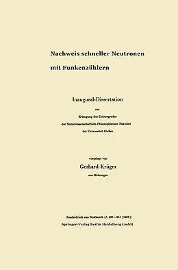 E-Book (pdf) Nachweis schneller Neutronen mit Funkenzählern von Gerhard Krüger