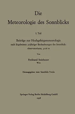 E-Book (pdf) Die Meteorologie des Sonnblicks von Ferdinand Steinhauser