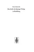 E-Book (pdf) Das Archiv des Springer-Verlags in Heidelberg von Heinz Sarkowski