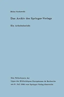 E-Book (pdf) Das Archiv des Springer-Verlags von Heinz Sarkowski