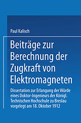 E-Book (pdf) Beiträge zur Berechnung der Zugkraft von Elektromagneten von Paul Kalisch