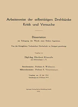 E-Book (pdf) Arbeitsweise der selbsttätigen Drehbänke von Herbert Kienzle