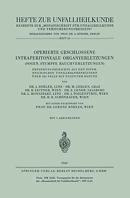 E-Book (pdf) Operierte Geschlossene Intraperitoneale Organverletzungen von Jörg Böhler