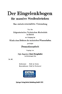 E-Book (pdf) Der Eingelenkbogen für massive Straßenbrücken von Ernst Burgdorfer