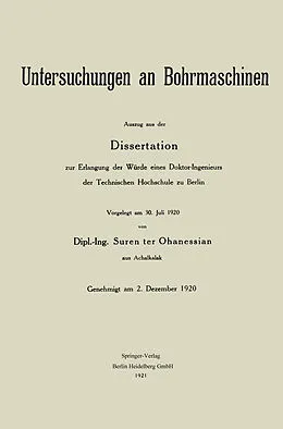 E-Book (pdf) Untersuchungen an Bohrmaschinen von Johannes Pätzold