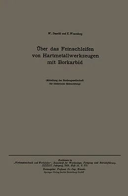 E-Book (pdf) Über das Feinschleifen von Hartmetallwerkzeugen mit Borkarbid von Walter Dawihl, E. Wesenberg