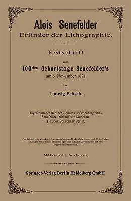 E-Book (pdf) Alois Senefelder Erfinder der Lithographie von Ludwig Pietsch