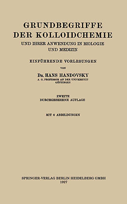 Kartonierter Einband Grundbegriffe der Kolloidchemie von Hans Handovsky