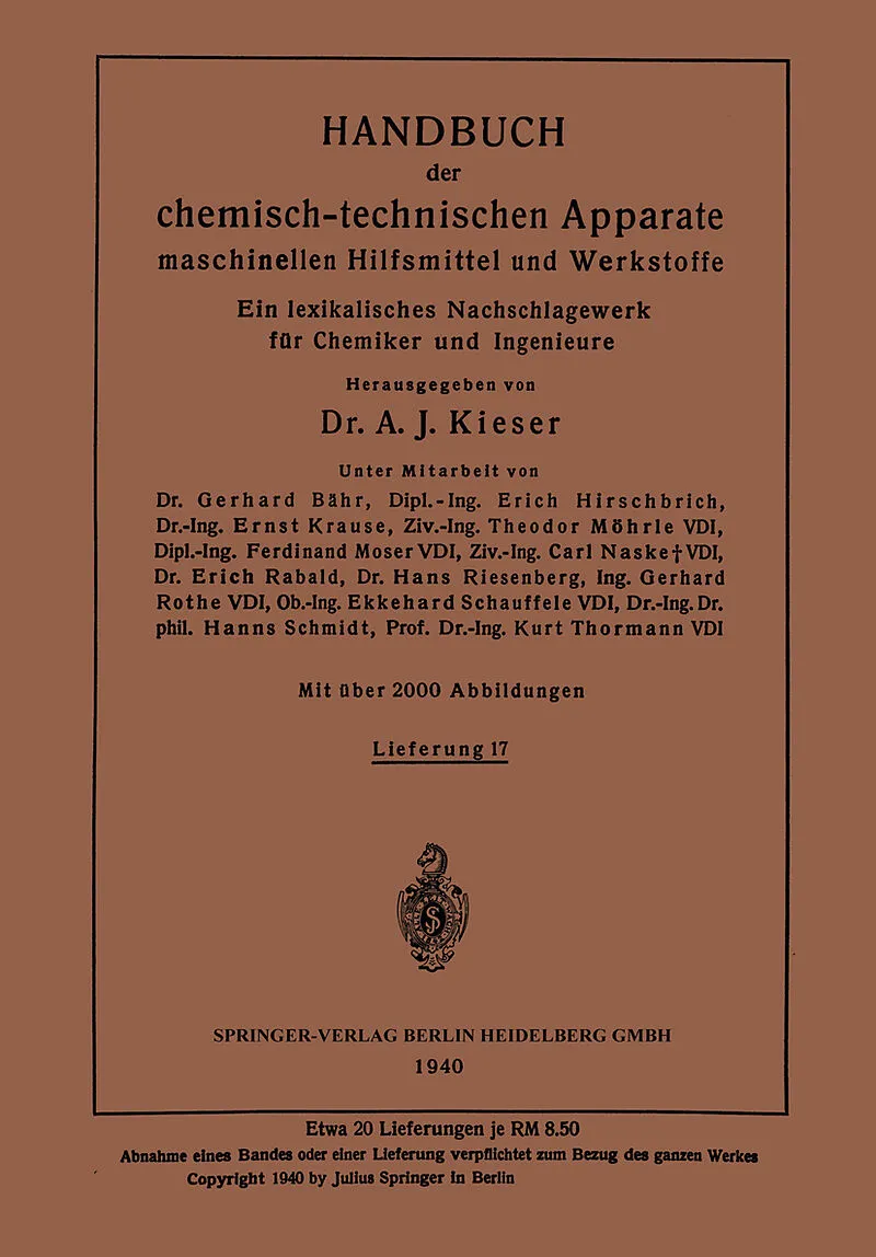 Handbuch der chemisch-technischen Apparate maschinellen Hilfsmittel und Werkstoffe