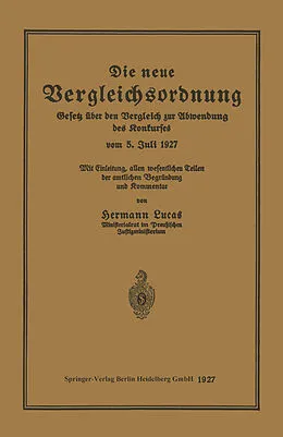 E-Book (pdf) Die neue Vergleichsordnung von Hermann Lucas