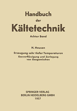 Kartonierter Einband Erzeugung Sehr Tiefer Temperaturen von Helmuth Hausen, Rudolf Plank