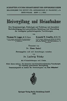E-Book (pdf) Bleivergiftung und Bleiaufnahme von Thomas Morison Legge, Kenneth Weldon Goadby, Hans Katz