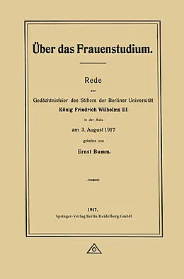 E-Book (pdf) Über das Frauenstudium von Ernst Bumm