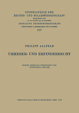 Kartonierter Einband Urheber- und Erfinderrecht von Philipp Allfeld