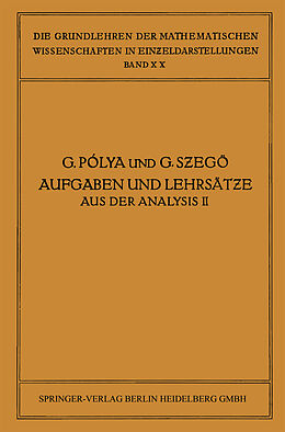 Kartonierter Einband Aufgaben und Lehrsätze aus der Analysis von George Pólya, Gábor Szegö, James Allister Jenkins