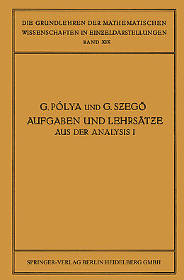 Kartonierter Einband Aufgaben und Lehrsätze aus der Analysis von James Allister Jenkins, Giorgio Philip Szegö