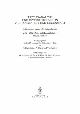 E-Book (pdf) Psychoanalyse und Psychotherapie in der Vergangenheit und Gegenwart von Peter BUCHHEIM, Viktor von Weizsäcker