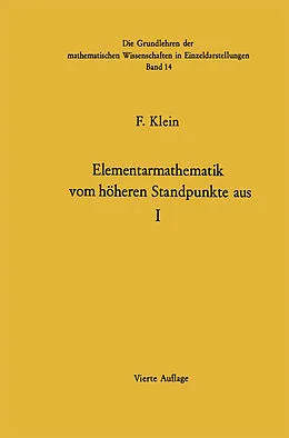 E-Book (pdf) Elementarmathematik Vom Höheren Standpunkte Aus von Felix Klein, Ernst Hellinger, Fritz Seyfarth