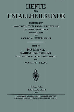 Kartonierter Einband Das Distale Radio-Ulnargelenk von Fritz Lang