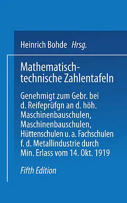 E-Book (pdf) Mathematisch-technische Zahlentafeln von Heinrich Bohde, Joh Freyberg, Leonhard Geusen