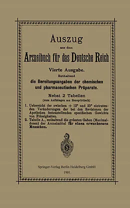 E-Book (pdf) Auszug aus dem Arzneibuch für das Deutsche Reich von Verlag von Julius Springer, Berlin