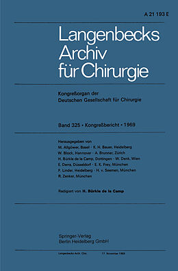 Kartonierter Einband Langenbecks Archiv für Chirurgie von Kenneth A. Loparo, H. BÏrkle de la Camp